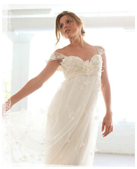 beautiful woman in custom wedding gown